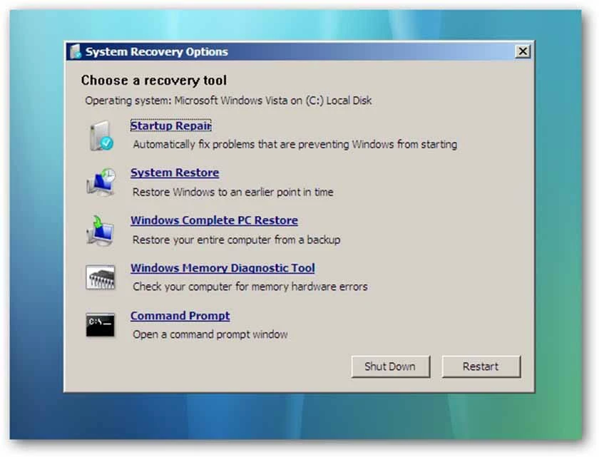 Sử dụng Windows Startup Repair