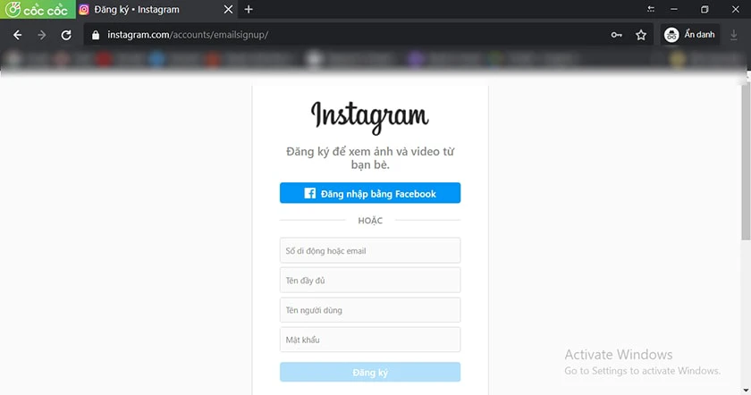 C&aacute;ch đăng nhập Instagram bằng email