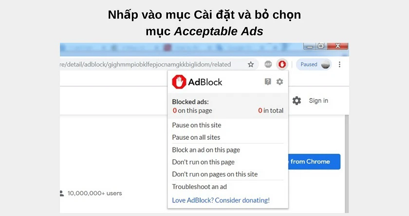 khi AdBlock hoàn t&acirc;́t cài đặt
