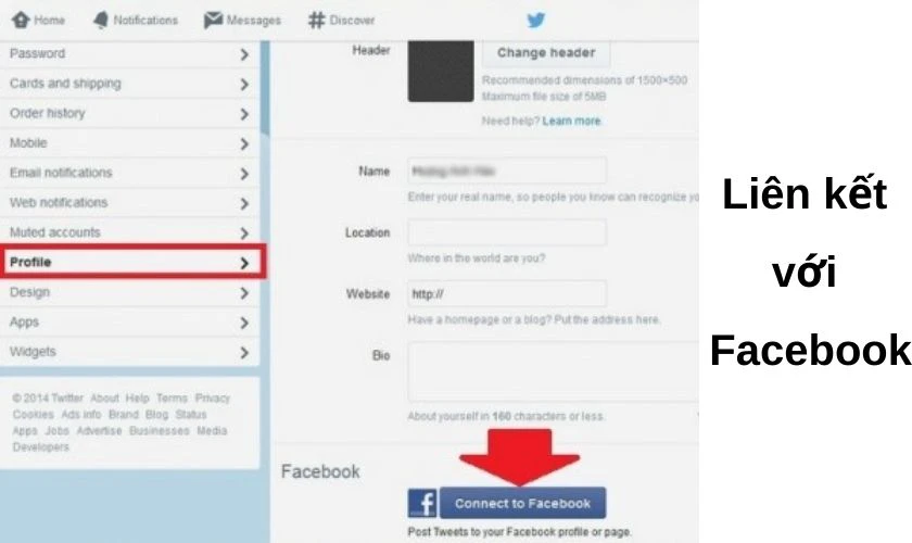 bấm chọn vào mục “Profile”