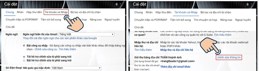 Thao t&aacute;c ở tr&igrave;nh duyệt website