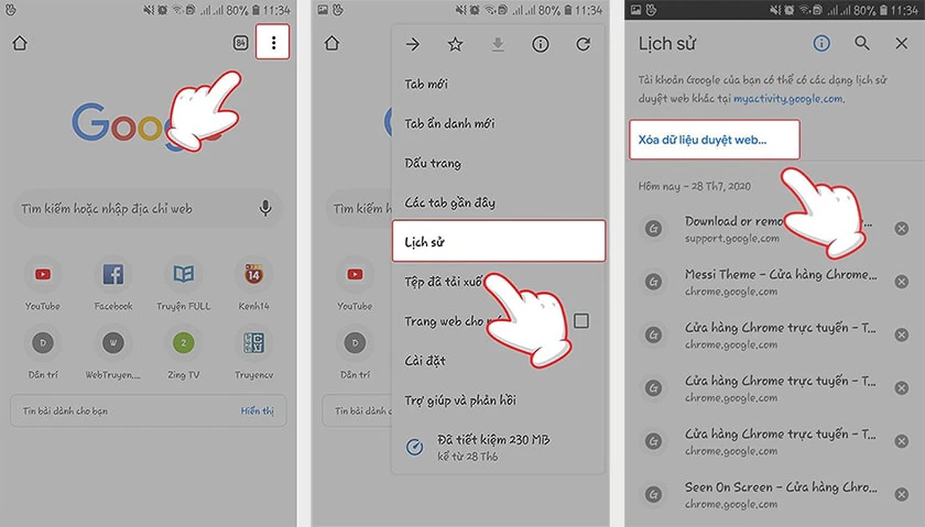 Xem v&agrave; xoá lịch sử t&igrave;m kiếm Google tr&ecirc;n điện thoại Android