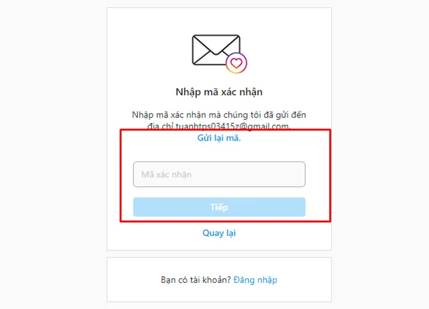 Đăng k&yacute; th&ocirc;ng qua website Instagram
