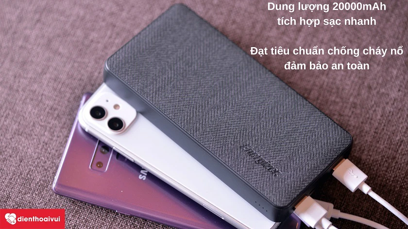 Pin dự phòng Energizer UE20043 với dung lượng 20.000mAh đi kèm công nghệ sạc nhanh