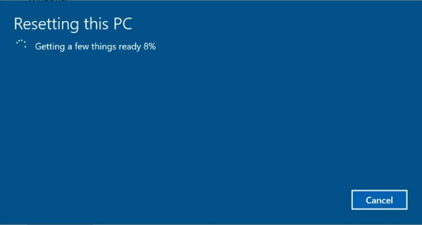 Ready to reset this PC