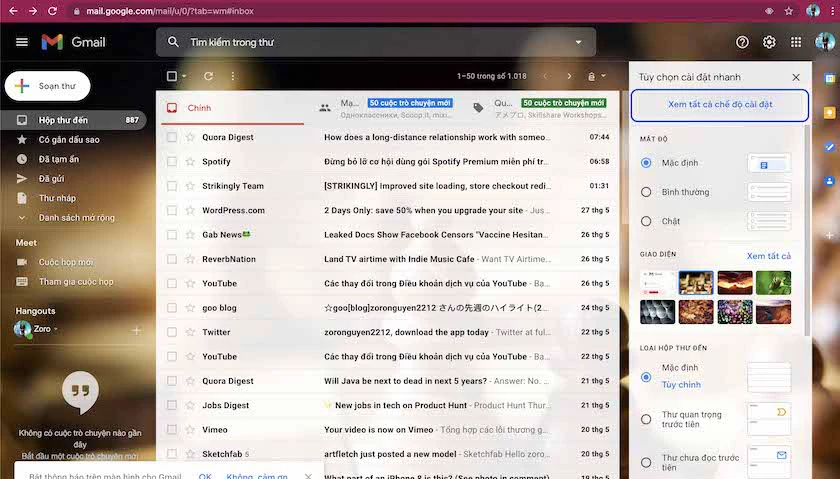 Xem th&ecirc;m tất cả c&agrave;i đặt trong Gmail