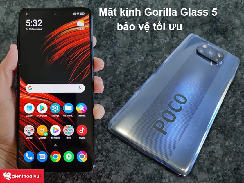 Xiaomi Poco X3 NFC &ndash; K&iacute;nh Gorilla Glass 5 bảo vệ hiệu quả