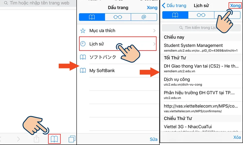 Thực hiện x&oacute;a lịch sử t&igrave;m kiếm tr&ecirc;n iPhone, iPad