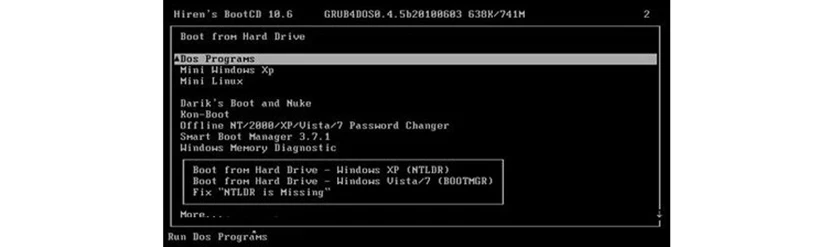 Giao diện BIOS hiện ra &rarr; Chọn mục Dos Programs.