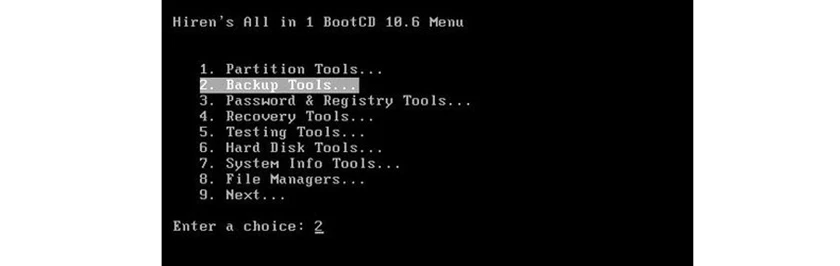 Chọn tới mục Backup Tools.