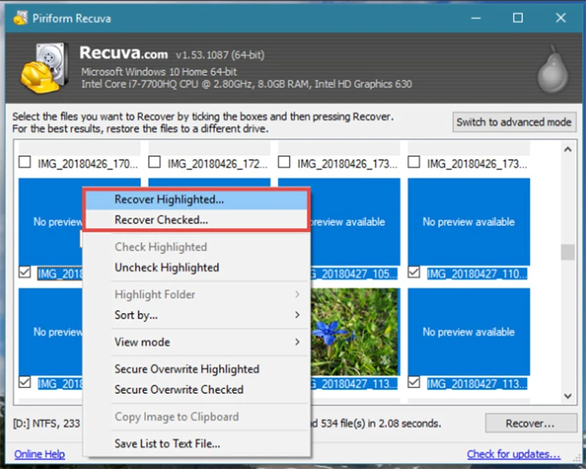 Kh&ocirc;i phục file đ&atilde; x&oacute;a bằng phần mềm Recuva