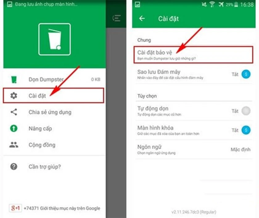 Nhấn &ldquo;C&agrave;i đặt&rdquo; v&agrave; đi tiếp đến mục &ldquo;C&agrave;i đặt bảo vệ&rdquo;.