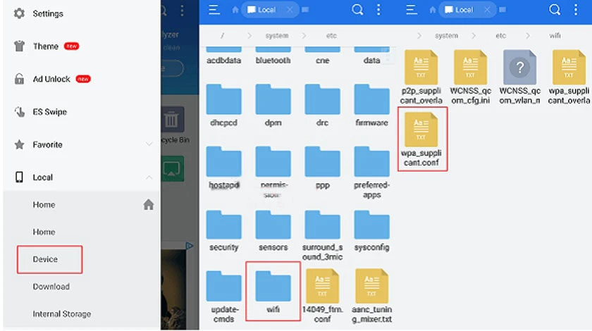 C&aacute;ch xem mật khẩu wifi đ&atilde; lưu bằng ứng dụng ES File Manager