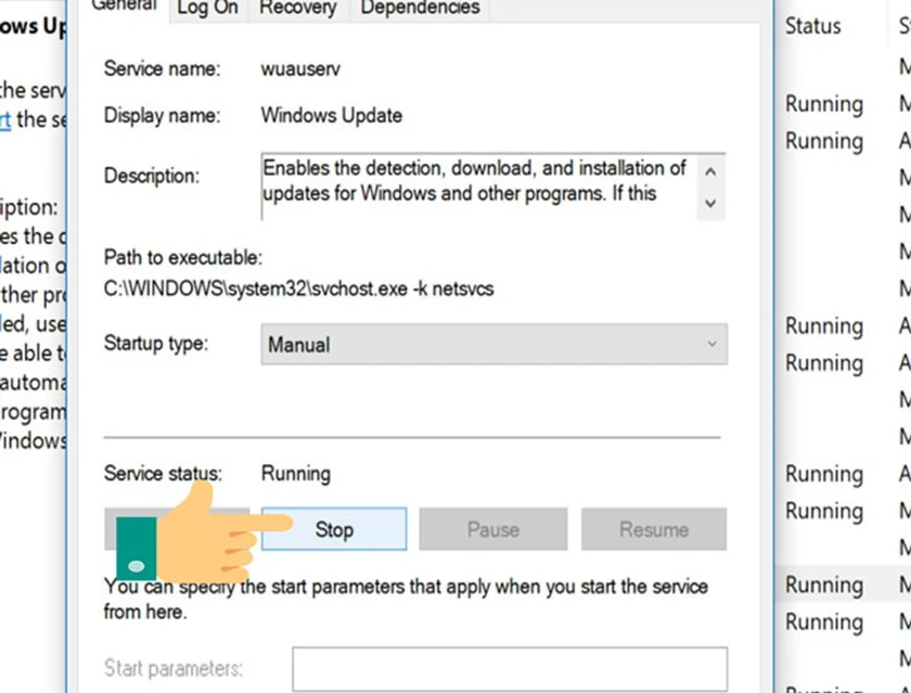 Tắt update win 10 bằng services.msc
