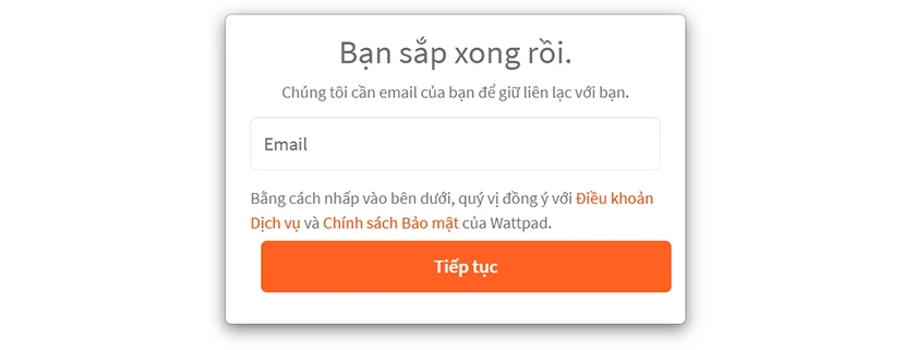Nhập email → Nhấn Continue