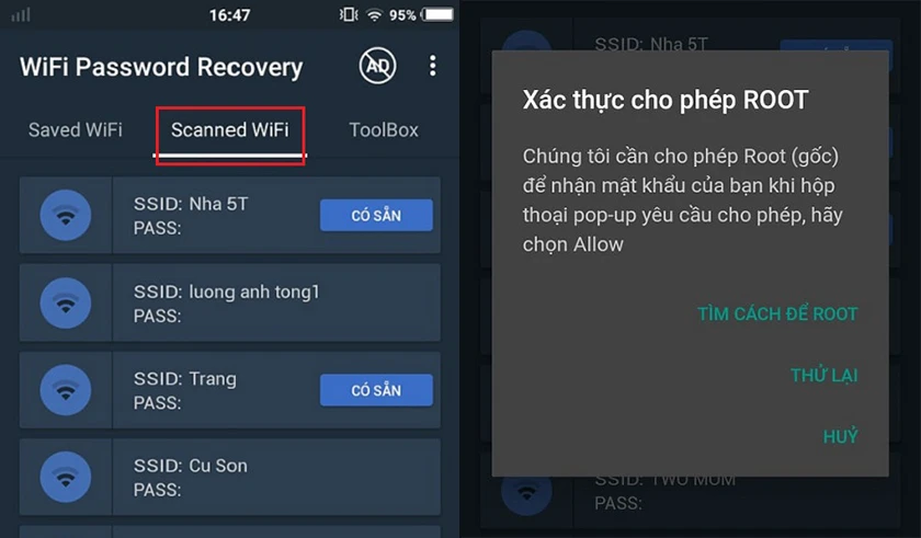 Xem pass wifi đ&atilde; lưu Android 9 trở xuống (cần root)