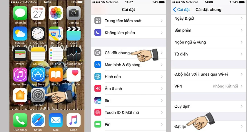 Xo&aacute; dung lượng kh&aacute;c iPhone triệt để - Kh&ocirc;i phục m&aacute;y về mặc định