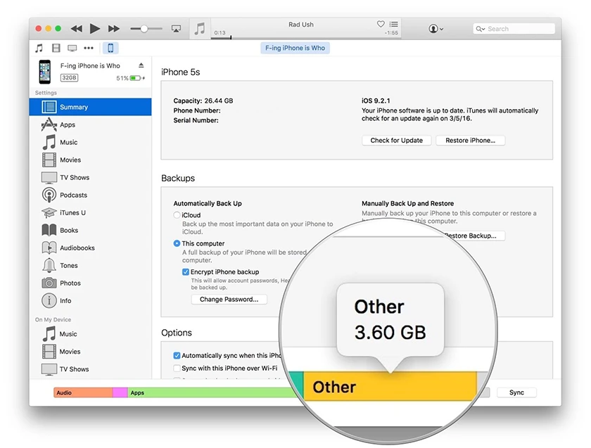 Hoặc kết nối chiếc iPhone của bạn với phần mềm tr&ecirc;n iTunes