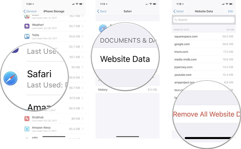 X&oacute;a lịch sử web tr&ecirc;n Safari v&agrave; c&aacute;c trang web tải xuống