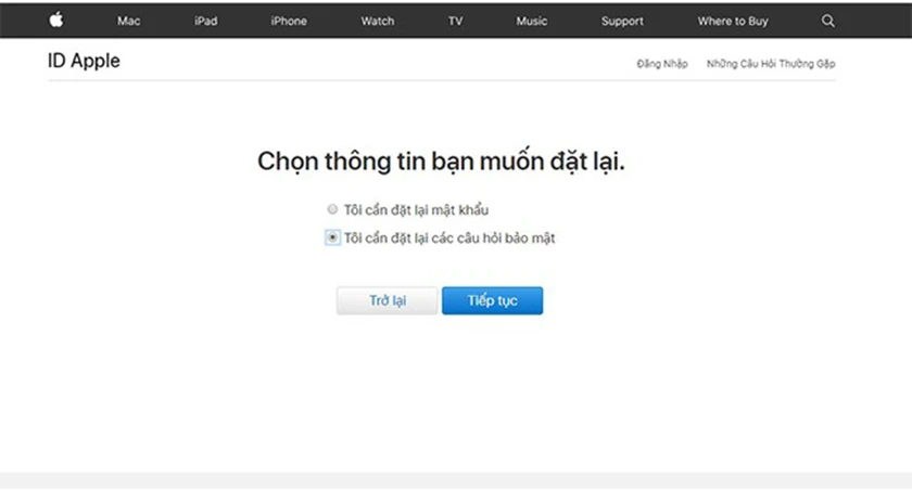 Chọn mục &ldquo;T&ocirc;i cần đặt lại mật khẩu&rdquo; &rarr; Sau đ&oacute; nhấn tiếp tục 