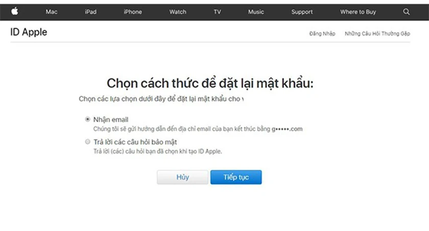 chọn &ldquo;Trả lời c&acirc;u hỏi bảo mật.&rdquo;