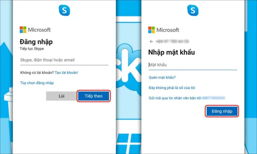 Hướng dẫn đăng nhập Skype tr&ecirc;n điện thoại