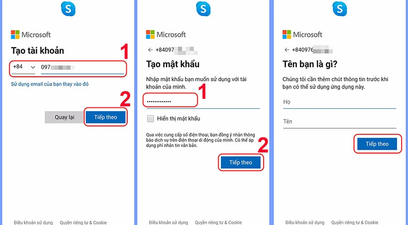 C&aacute;ch tạo t&agrave;i khoản Skype tr&ecirc;n điện thoại bằng số điện thoại