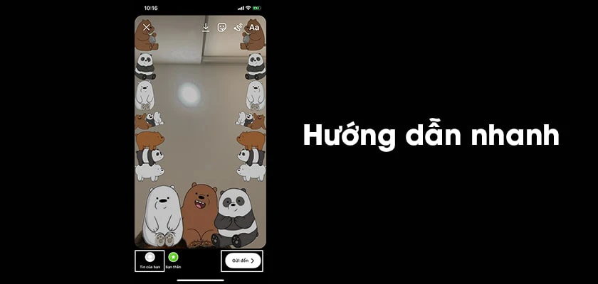 Hướng dẫn nhanh c&aacute;ch sử dụng app chụp h&igrave;nh c&oacute; 3 con gấu tr&ecirc;n mặt