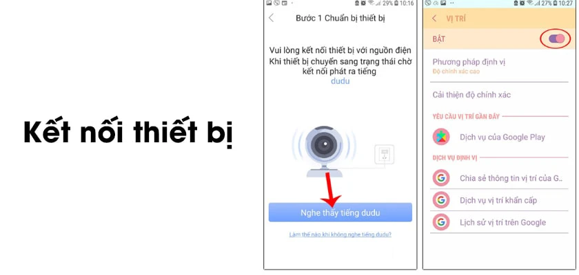Kết nối thiết bị với camera