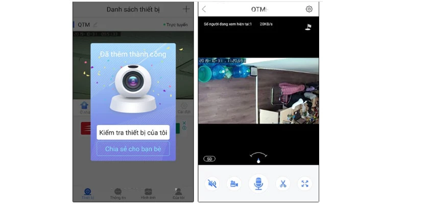 Kết nối camera yoosee th&agrave;nh c&ocirc;ng