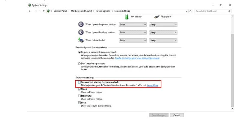 Tắt chế độ khởi động nhanh cho windows sửa lỗi màn hình đen win 10