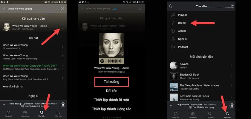 Vào thư viện và lựa chọn bài hát.