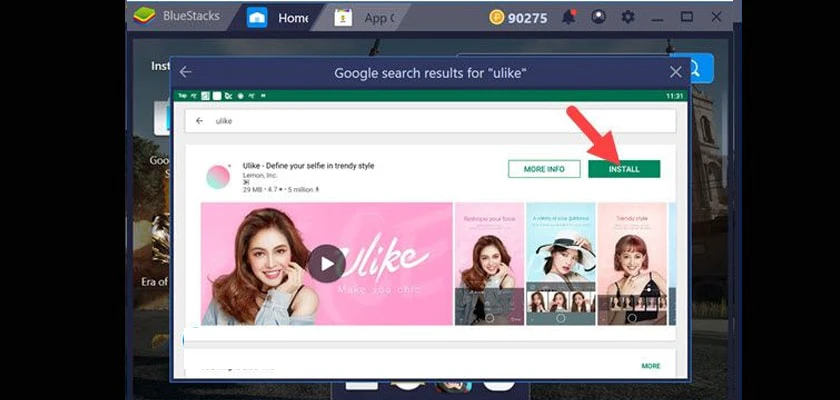 nhấn v&agrave;o Install c&agrave;i đặt tải ulike