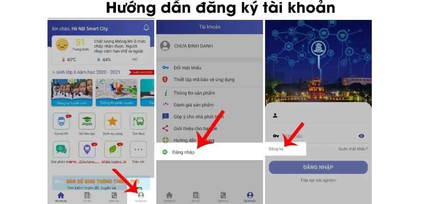 Hướng dẫn chi tiết c&aacute;ch đăng k&yacute; t&agrave;i khoản H&agrave; Nội SmartCity