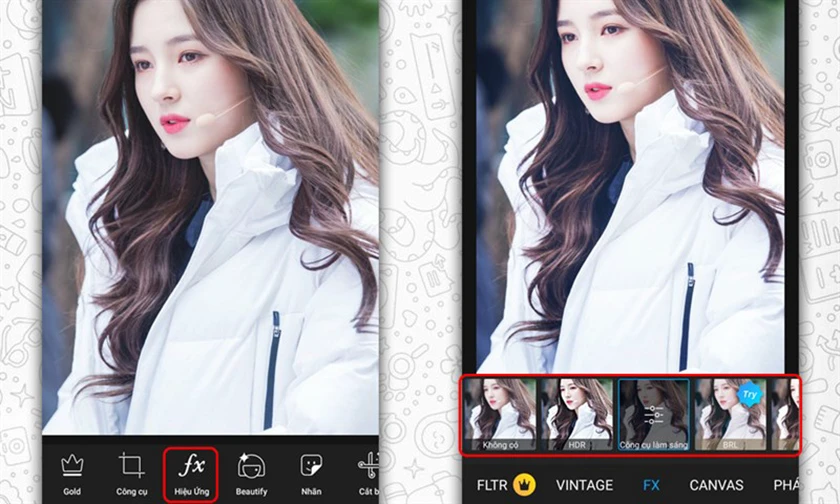 Chọn hiệu ứng nếu muốn th&ecirc;m | thay đổi hiệu ứng của h&igrave;nh ảnh. sau khi tải picsart