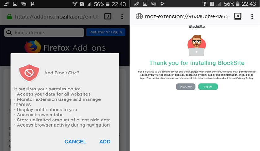 chọn “Agree and grant BlockSite”