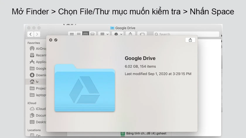 Kiểm tra dung lượng Macbook bằng Finder
