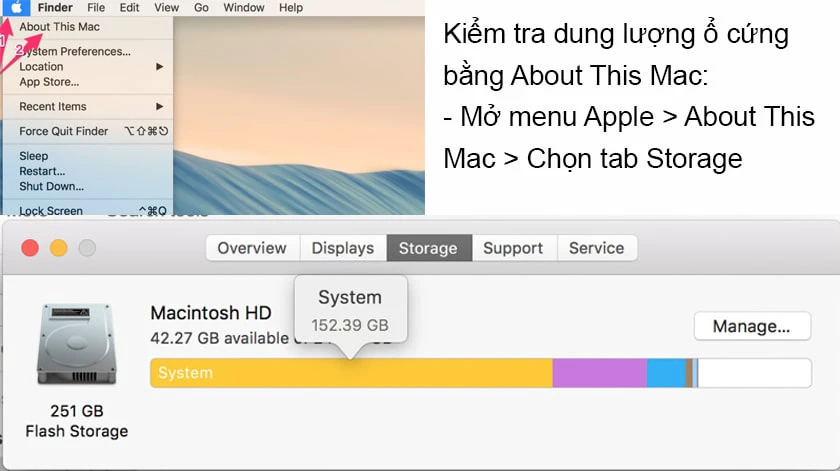 Kiểm tra bằng About This Mac