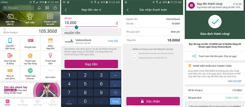 Giới thiệu một số giao dịch cơ bản tr&ecirc;n v&iacute; Momo