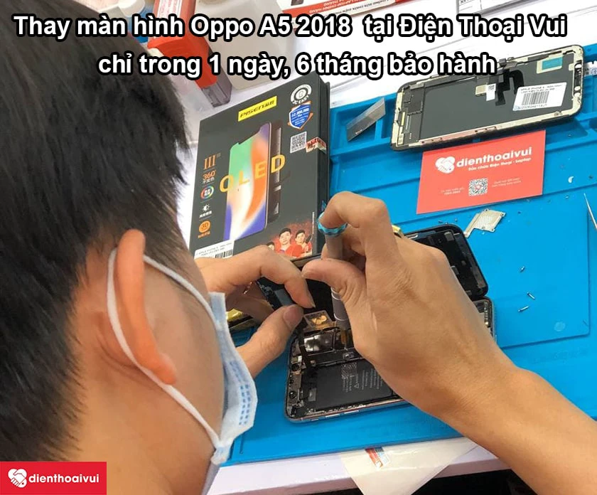 Dịch vụ thay m&agrave;n h&igrave;nh Oppo A5 2018 ch&iacute;nh h&atilde;ng, uy t&iacute;n tại Điện Thoại Vui