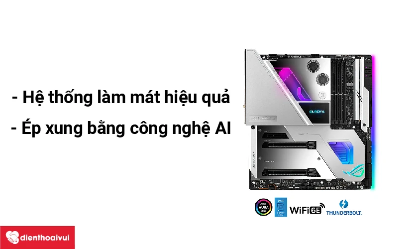 Mainboard Asus Z590 ROG Maximus XIII Extreme vợi hệ thống l&agrave;m m&aacute;t hiệu quả