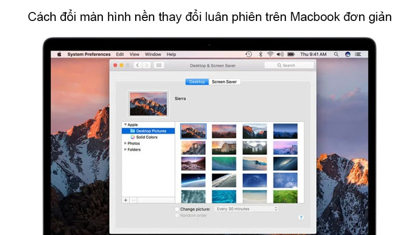 C&aacute;ch thay đổi h&igrave;nh nền Macbook Air, Macbook Pro tự động