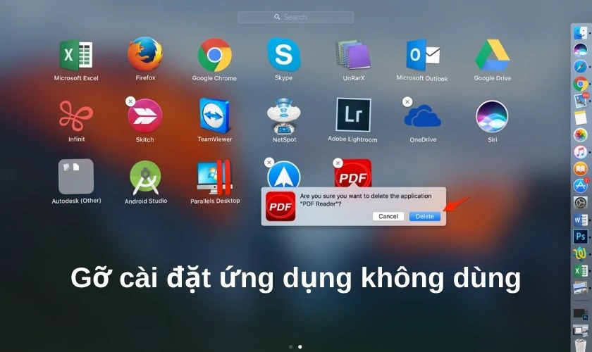 Gỡ c&agrave;i đặt những ứng dụng kh&ocirc;ng d&ugrave;ng khi ổ cứng macbook bị đầy