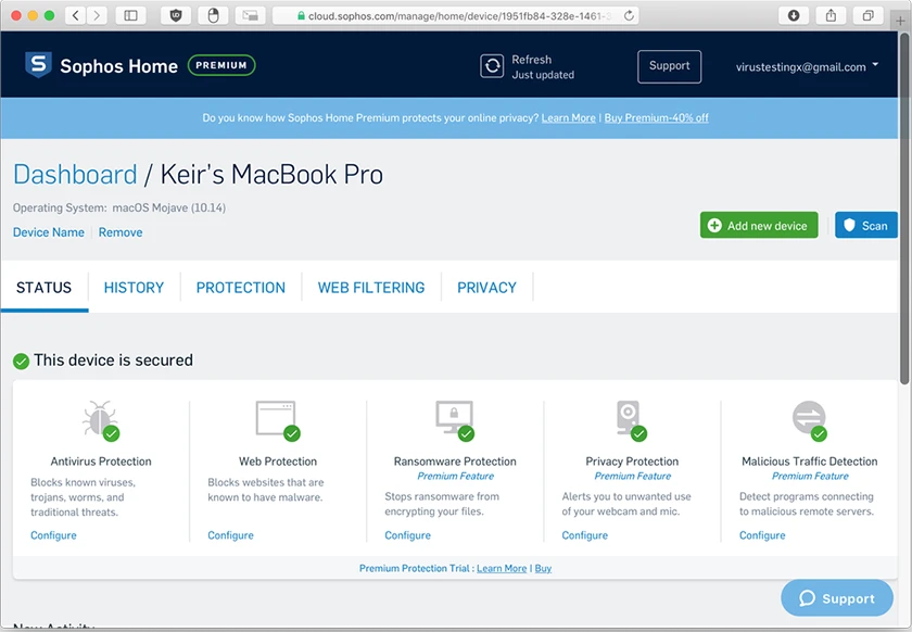 Phần mềm diệt virus Macbook Sophos Antivirus