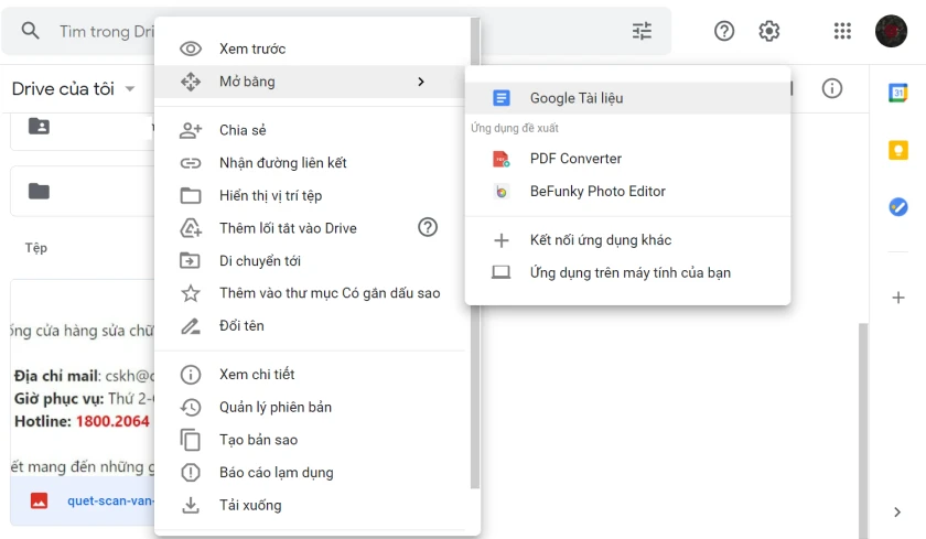 Quét văn bản từ ảnh qua Google Drive