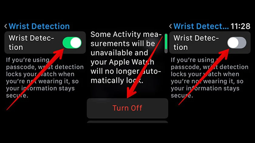 K&iacute;ch hoạt l&ecirc;n t&iacute;nh năng Wrist Detection