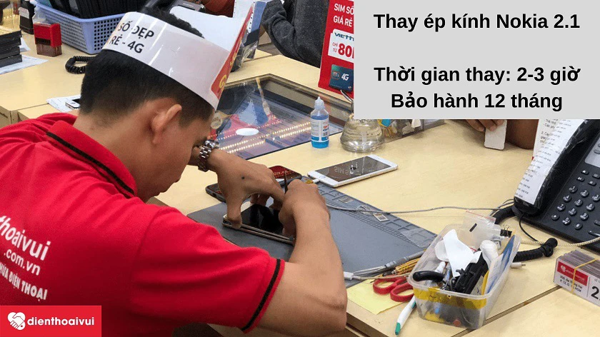 Dịch vụ thay ép kính Nokia 2.1 nhanh chóng, bảo hành 12 tháng tại hệ thống Điện Thoại Vui