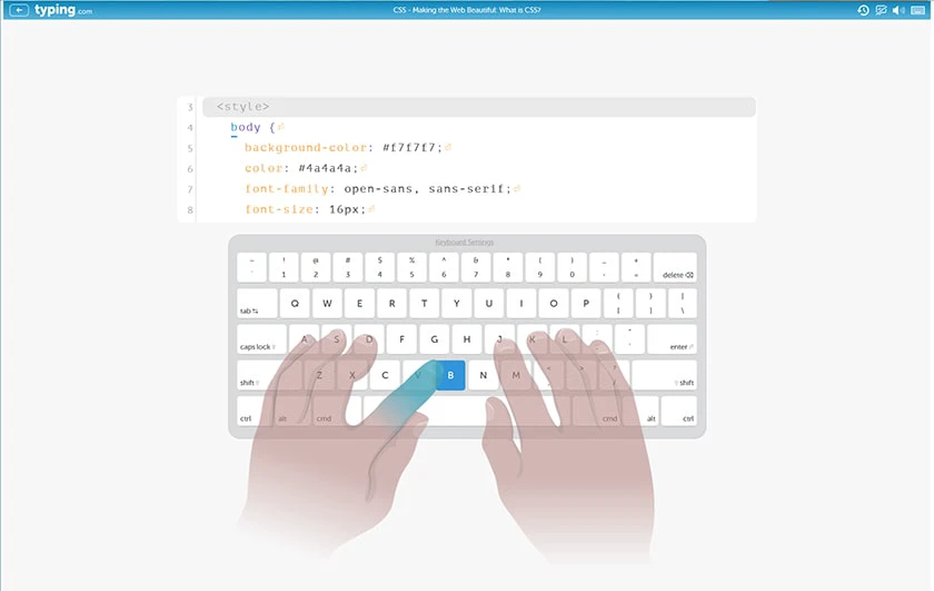 Trang web luyện đ&aacute;nh m&aacute;y 10 ng&oacute;n Typing.com