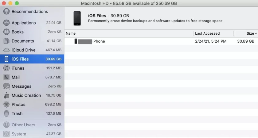 X&oacute;a file iOS cũ tr&ecirc;n Macbook Air / Pro