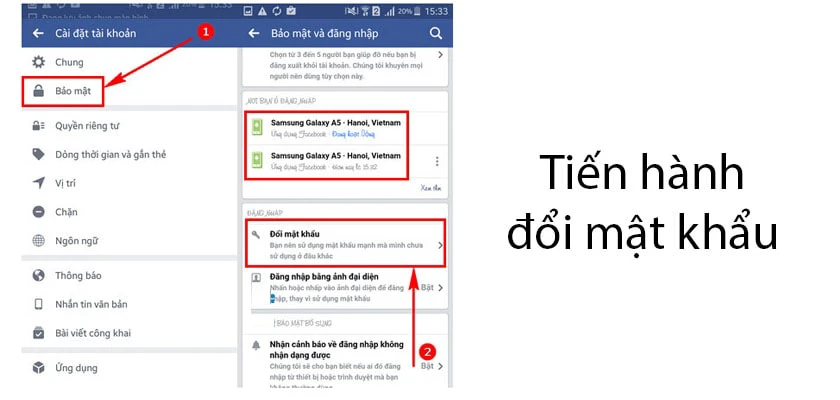 Hướng dẫn cách đổi mật khẩu facebook trên điện thoại Samsung